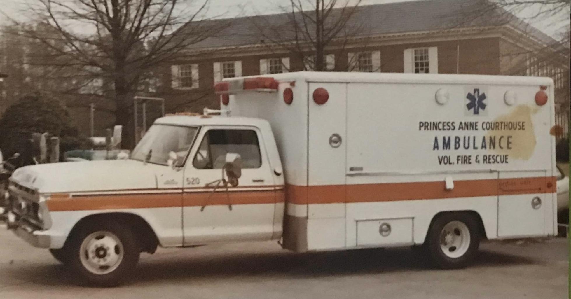 Princess Anne Courthouse Rescue 520 ambulance during the 1970s