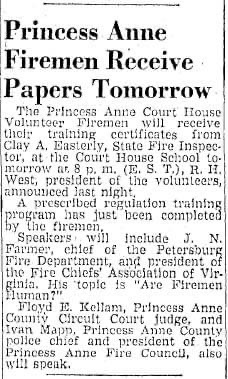 Historic newspaper article showing firemen graduation